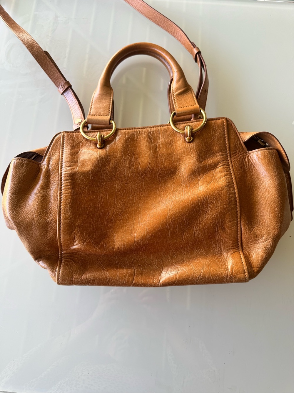 See By Chloe Cognac Brown Leather Satchel with Gold Accents - Picture 2 of 14